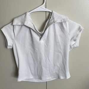Shein. Cropped white collared shirt. NEVER WORN good quality.